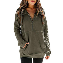 Load image into Gallery viewer, Half Zipper Solid Color Casual Sweatshirt