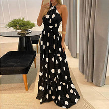 Load image into Gallery viewer, Polka Dot Halterneck Party Maxi Dress