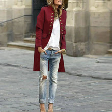 Load image into Gallery viewer, Elegant Solid Color Round Neck Long Sleeve Button Coat