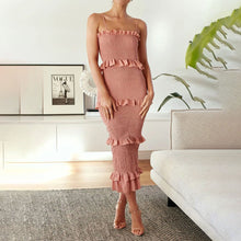 Load image into Gallery viewer, Solid Color Sling Ruffle Cake Dress