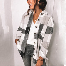 Load image into Gallery viewer, Fashion Plaid Shirt Woolen Coat