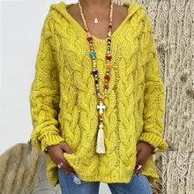 Load image into Gallery viewer, Solid Color Twist Knit Hooded Sweater