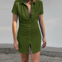 Load image into Gallery viewer, Solid Color Slim-Fit Short-Sleeved Mini Dress