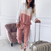 Load image into Gallery viewer, Color Block Fashion Sweater + Pants Suit