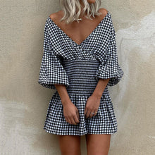 Load image into Gallery viewer, Fashion V-Neck Plaid Mini Dress