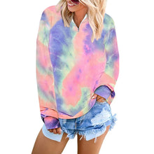 Load image into Gallery viewer, Tie-dye Zipper V-neck Pullover Sweatshirt