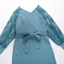 Load image into Gallery viewer, Elegant V-Neck Lace Knitted Dress