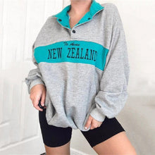 Load image into Gallery viewer, Letter Printed Long Sleeve Lapel Pullover Sweatshirt