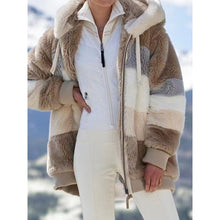 Load image into Gallery viewer, Plush Multicolor Stitching Hooded Coat