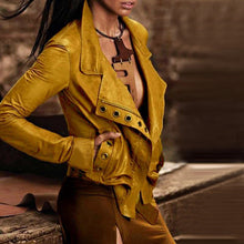 Load image into Gallery viewer, Long Sleeve Stitching Leather Jacket Coat
