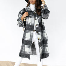 Load image into Gallery viewer, Plaid Long Woolen Coat