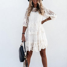 Load image into Gallery viewer, Elegant Lace 7 Point Sleeve Mini Dress