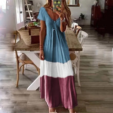 Load image into Gallery viewer, Stitching Color Short-Sleeved Maxi Dress