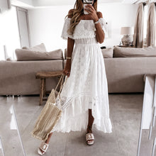 Load image into Gallery viewer, Elegant White Off Shoulder Vacation Maxi Dress