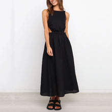 Load image into Gallery viewer, Solid Color Backless Cotton And Linen Dress