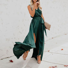 Load image into Gallery viewer, Boho Solid Color V Neck Maxi Dress