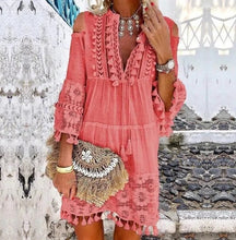 Load image into Gallery viewer, Bohemian Style Tassel Vacation Mini Dress
