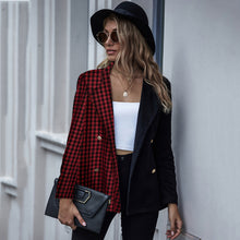 Load image into Gallery viewer, Checked Two-tone Blazer Cardigan