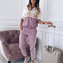 Load image into Gallery viewer, Color Block Fashion Sweater + Pants Suit