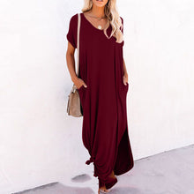 Load image into Gallery viewer, V-Neck Pocket Slit Dress