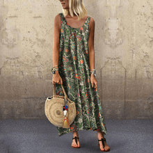 Load image into Gallery viewer, Round Neck Floarl Printed Sleeveless Dress