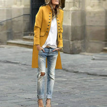 Load image into Gallery viewer, Elegant Solid Color Round Neck Long Sleeve Button Coat