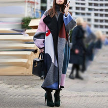 Load image into Gallery viewer, Fashion Color Block Lapel Print Coat