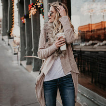 Load image into Gallery viewer, Large Fur Collar Cardigan Knitted Sweater Coat