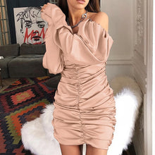 Load image into Gallery viewer, Pleated Slim Puff Sleeve Bodycon Dress