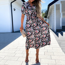 Load image into Gallery viewer, Floral Print V-Neck Lace Up Maxi Dress