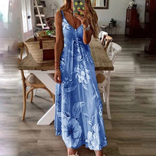 Load image into Gallery viewer, V-Neck Suspender Floarl Printed Dress