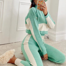 Load image into Gallery viewer, Zip Stand Collar Casual Tops+Pants Set