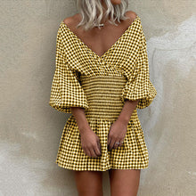 Load image into Gallery viewer, Fashion V-Neck Plaid Mini Dress