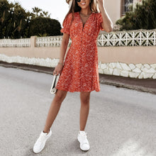 Load image into Gallery viewer, Printed Buttons Sexy Mini Dress