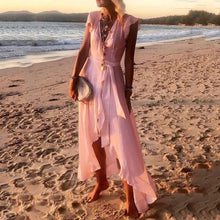 Load image into Gallery viewer, Elegant V-Neck Ruffle Maxi Dress