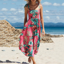 Load image into Gallery viewer, Elegant Sling Print Vacation Maxi Dress