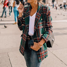 Load image into Gallery viewer, Plaid Printed Long Sleeve Blazer Coat