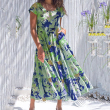 Load image into Gallery viewer, Flower Printed Round Neck Maxi Dress