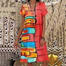 Load image into Gallery viewer, Colorful Short Sleeve Casual Maxi Dress