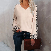 Load image into Gallery viewer, Leopard Print Stitching V-Neck Top