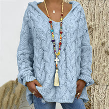 Load image into Gallery viewer, Solid Color Twist Knit Hooded Sweater