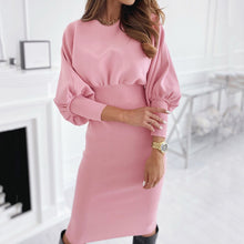 Load image into Gallery viewer, Solid Color Round Neck Knitted Dress