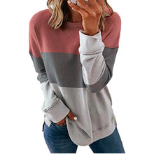 Load image into Gallery viewer, Contrasting Color Round Neck Long-Sleeved Tops