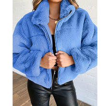 Load image into Gallery viewer, Stand-Up Collar Short Zipper Plush Coat