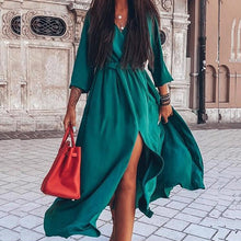 Load image into Gallery viewer, Elegant Solid Color V-Neck Maxi Dress