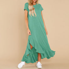 Load image into Gallery viewer, Round Neck Ruffled Slit Dress