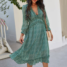 Load image into Gallery viewer, V-Neck Simple Print Maxi Dress