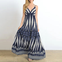 Load image into Gallery viewer, Retro Print V-Neck Sling Maxi Dress