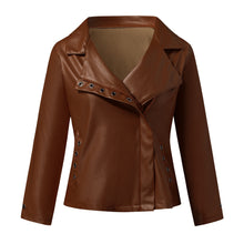 Load image into Gallery viewer, Long Sleeve Stitching Leather Jacket Coat