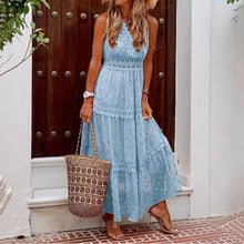 Load image into Gallery viewer, Elegant V-Neck Chiffon Maxi Dress